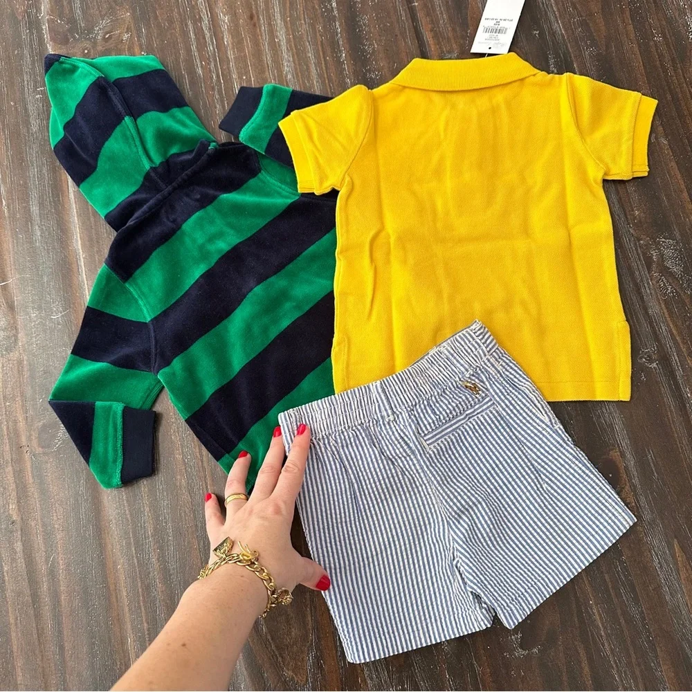 Polo Ralph Lauren Baby Boy Bundle Jacket Shirt Shorts Set 6-9 months